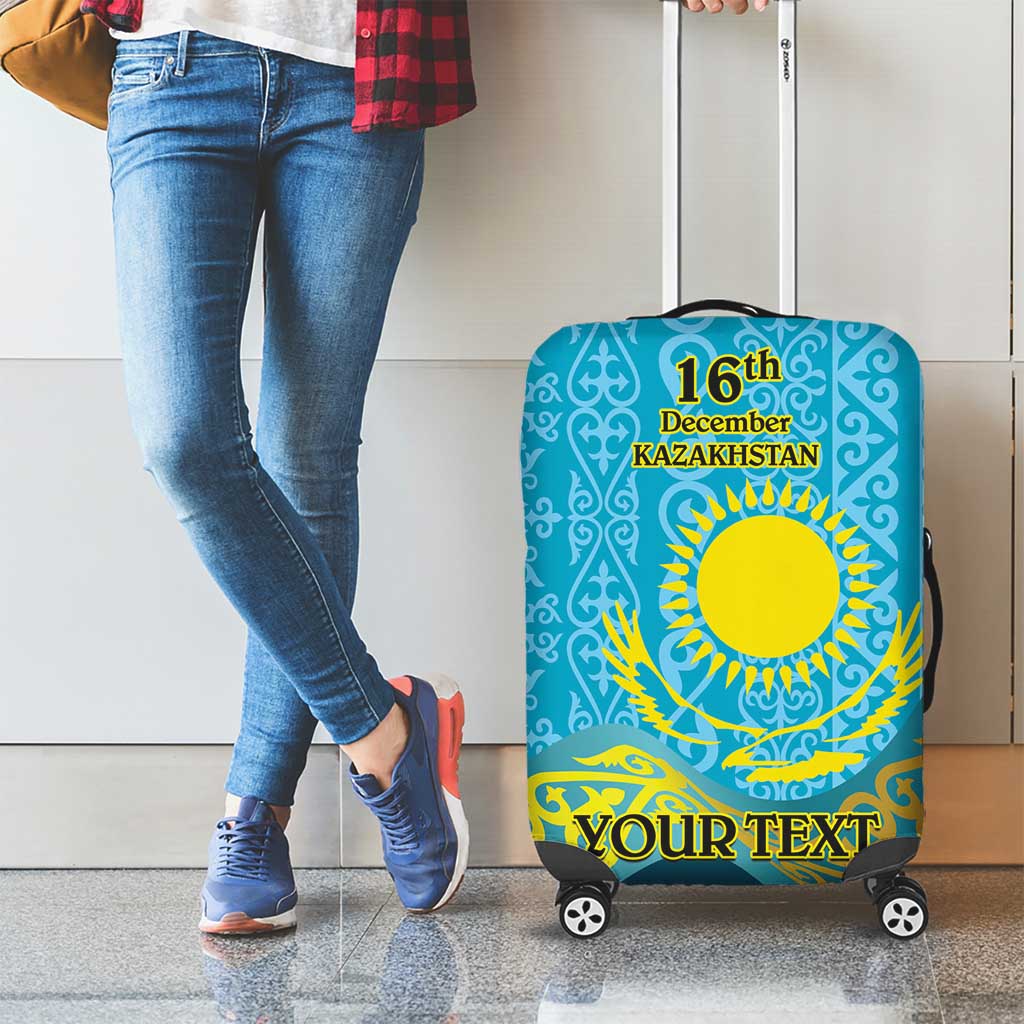 Kazakhstan Independence Day Personalized Luggage Cover 16 December with Kazakh Pattern - Wonder Print Shop