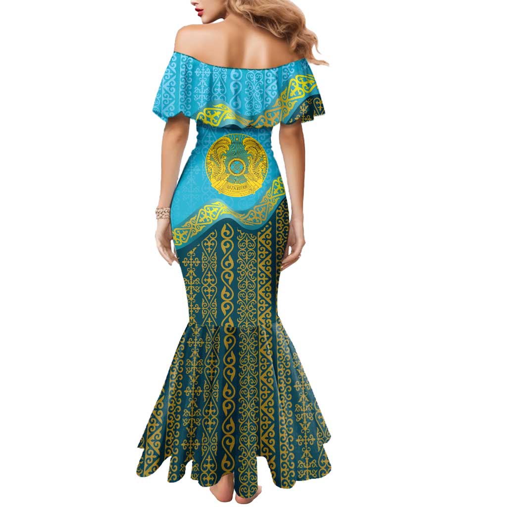 Kazakhstan Independence Day Personalized Mermaid Dress 16 December with Kazakh Pattern - Wonder Print Shop