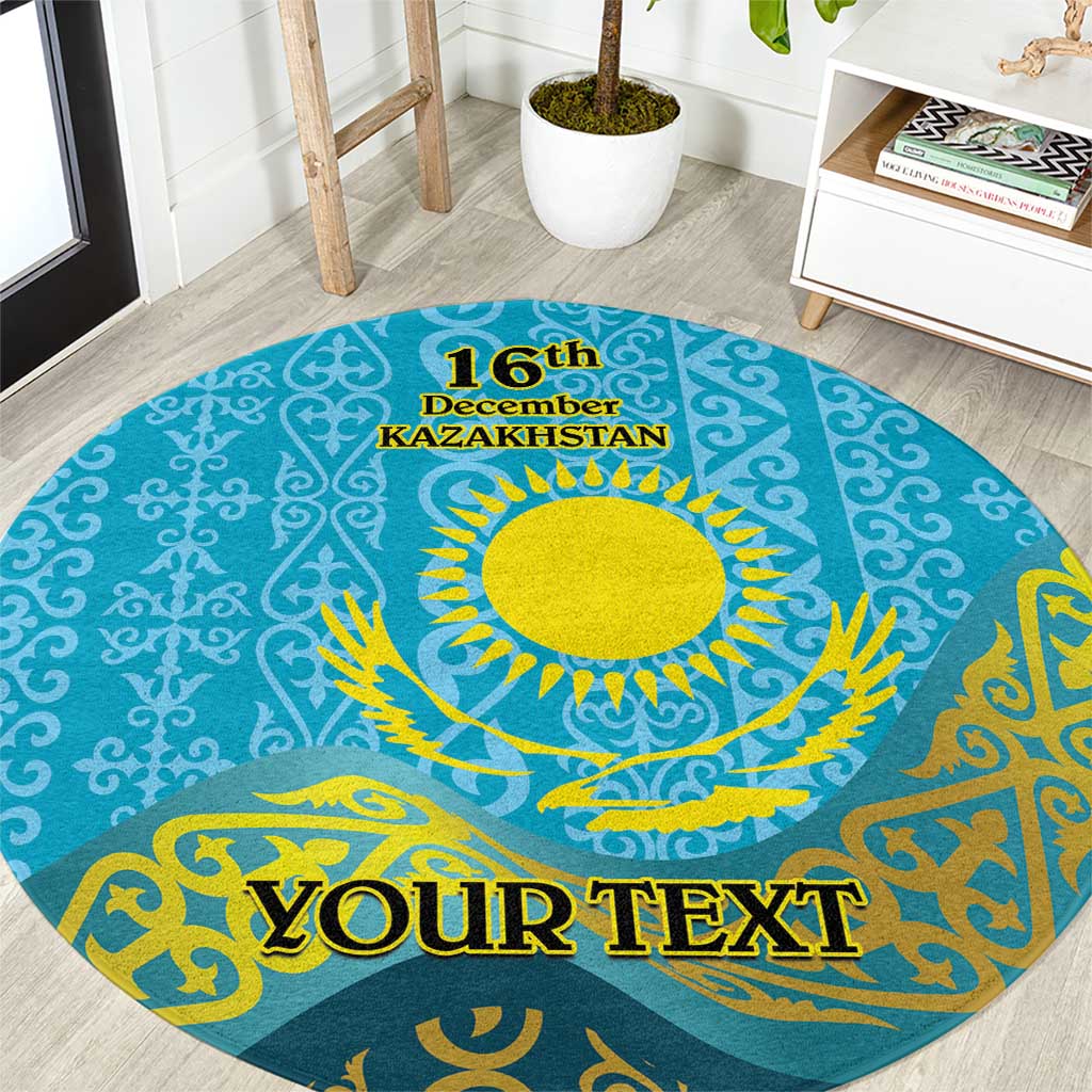 Kazakhstan Independence Day Personalized Round Carpet 16 December with Kazakh Pattern