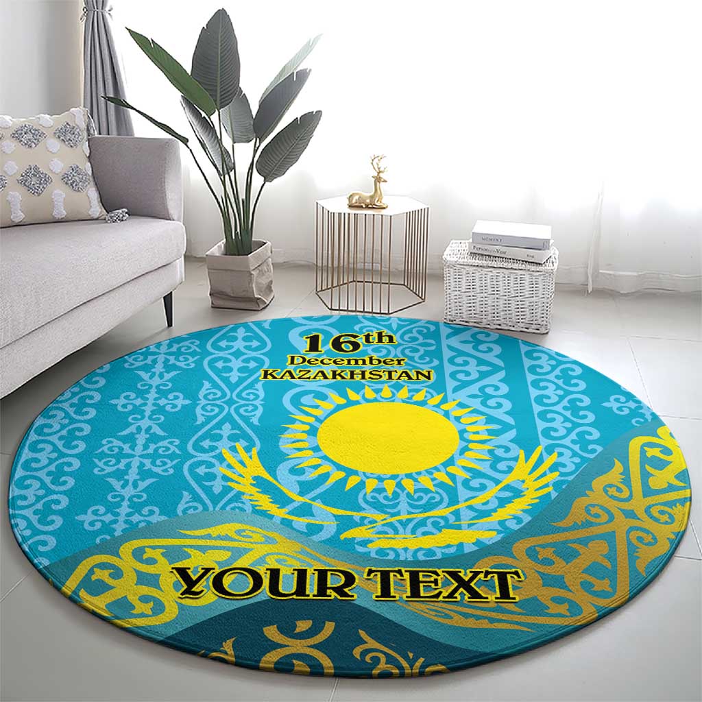 Kazakhstan Independence Day Personalized Round Carpet 16 December with Kazakh Pattern
