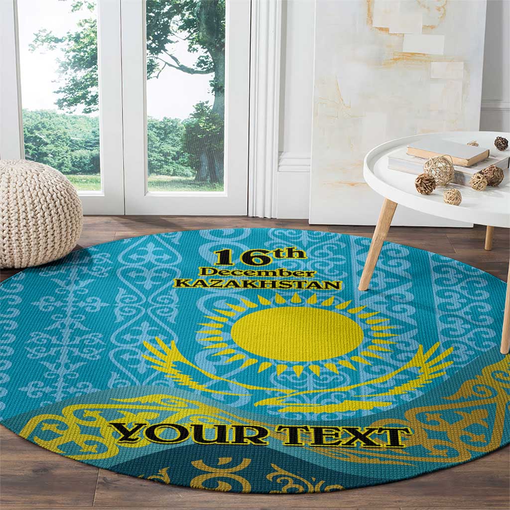 Kazakhstan Independence Day Personalized Round Carpet 16 December with Kazakh Pattern