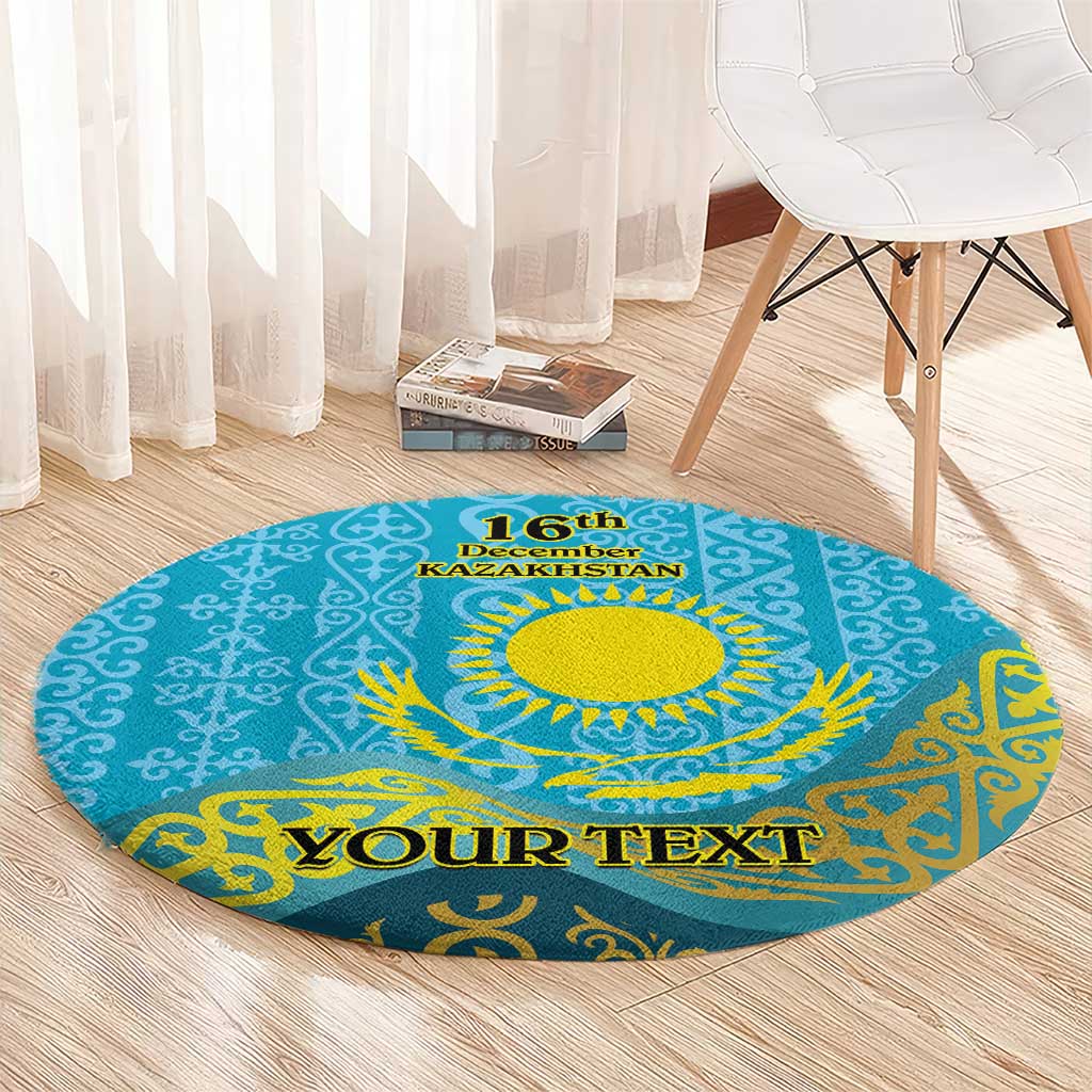 Kazakhstan Independence Day Personalized Round Carpet 16 December with Kazakh Pattern
