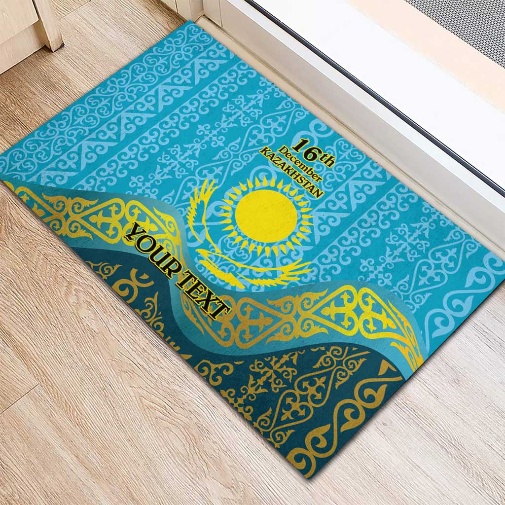 Kazakhstan Independence Day Personalized Rubber Doormat 16 December with Kazakh Pattern - Wonder Print Shop