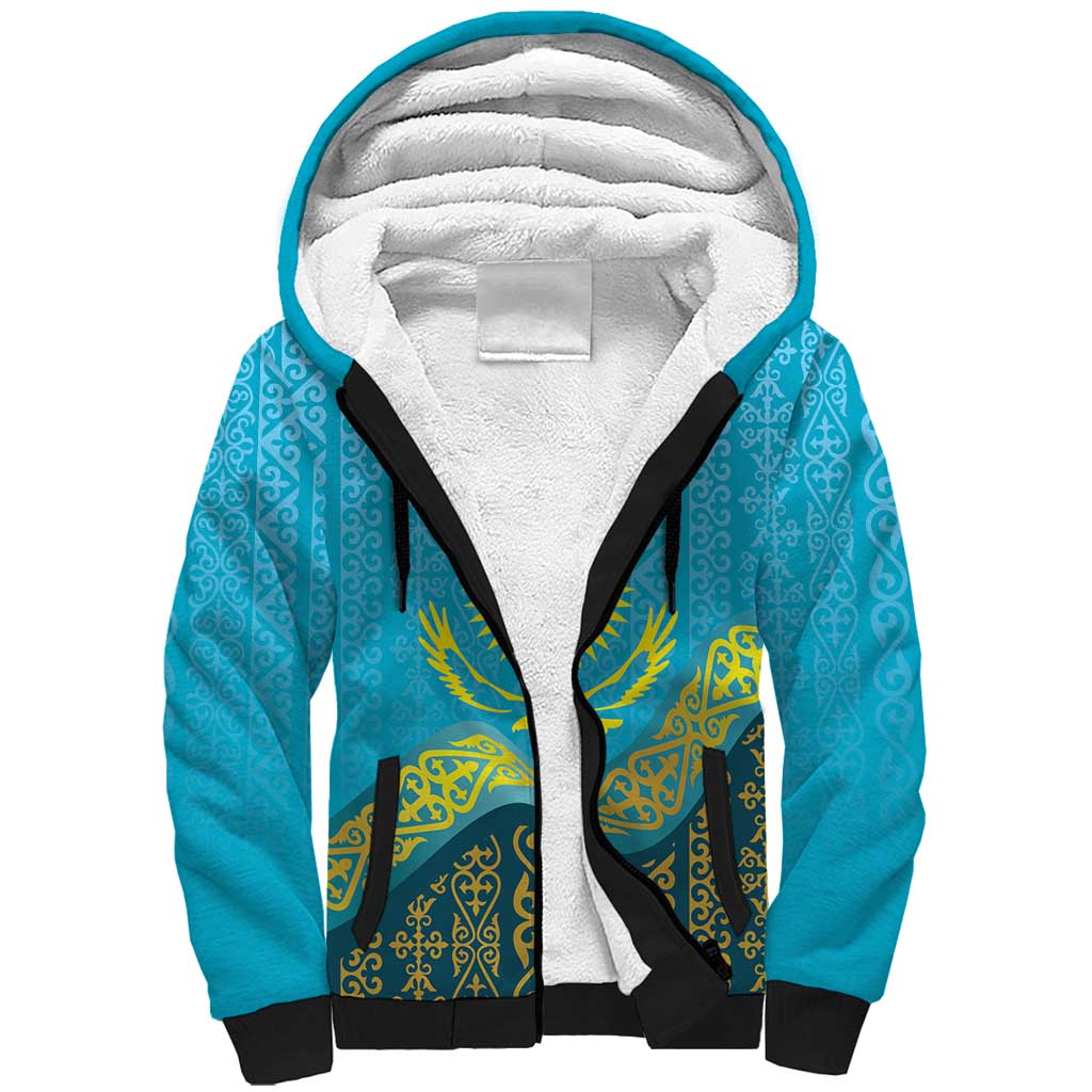 Kazakhstan Independence Day Personalized Sherpa Hoodie 16 December with Kazakh Pattern - Wonder Print Shop