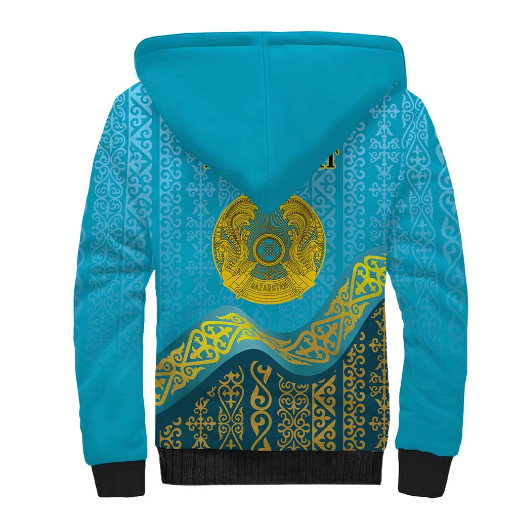 Kazakhstan Independence Day Personalized Sherpa Hoodie 16 December with Kazakh Pattern - Wonder Print Shop