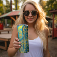 Kazakhstan Independence Day Personalized Skinny Tumbler 16 December with Kazakh Pattern - Wonder Print Shop