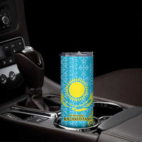 Kazakhstan Independence Day Personalized Skinny Tumbler 16 December with Kazakh Pattern - Wonder Print Shop