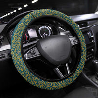 Kazakhstan Independence Day Steering Wheel Cover 16 December with Kazakh Pattern - Wonder Print Shop