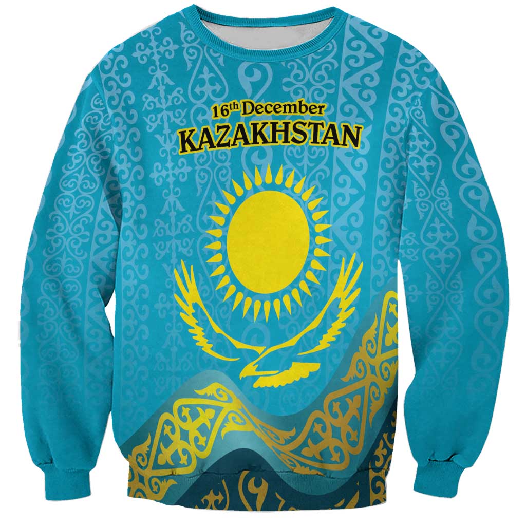 Kazakhstan Independence Day Personalized Sweatshirt 16 December with Kazakh Pattern - Wonder Print Shop