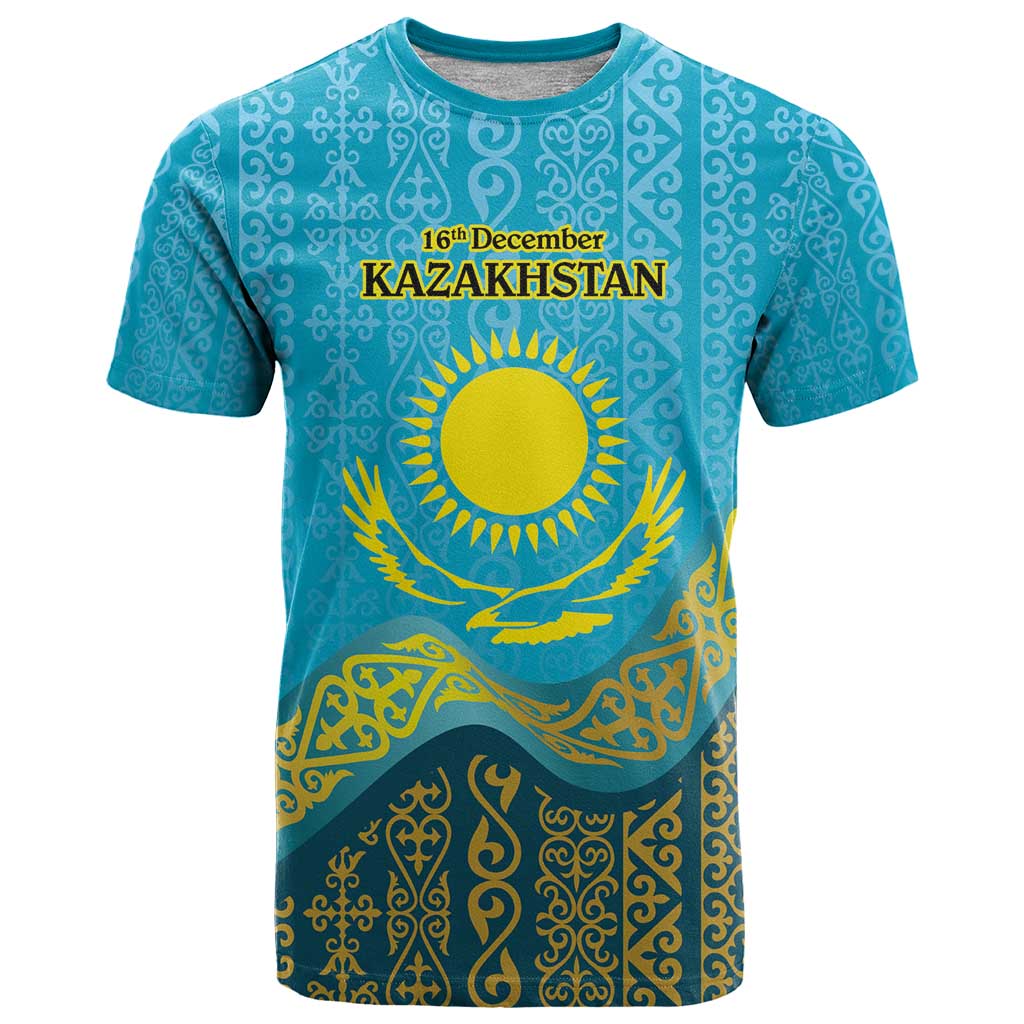 Kazakhstan Independence Day Personalized T Shirt 16 December with Kazakh Pattern - Wonder Print Shop