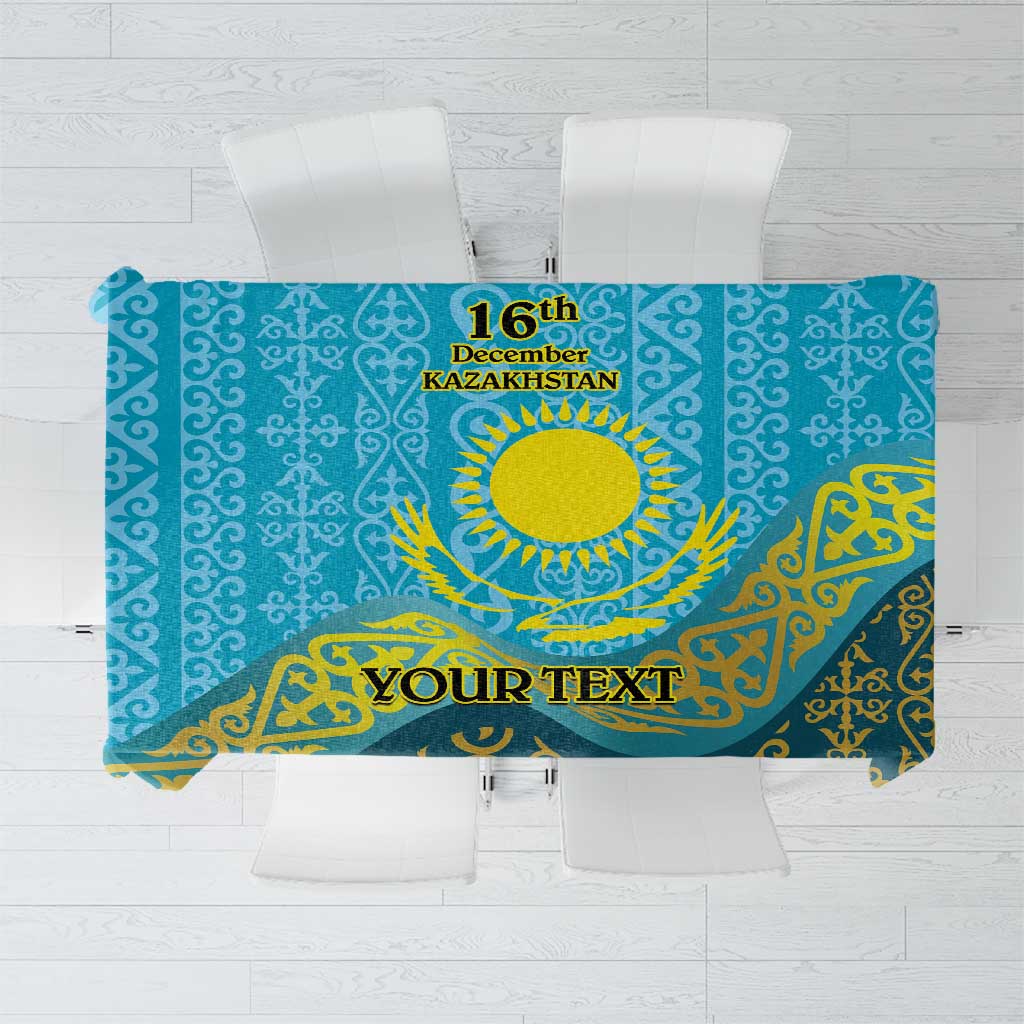 Kazakhstan Independence Day Personalized Tablecloth 16 December with Kazakh Pattern - Wonder Print Shop