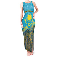 Kazakhstan Independence Day Personalized Tank Maxi Dress 16 December with Kazakh Pattern - Wonder Print Shop