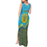 Kazakhstan Independence Day Personalized Tank Maxi Dress 16 December with Kazakh Pattern - Wonder Print Shop
