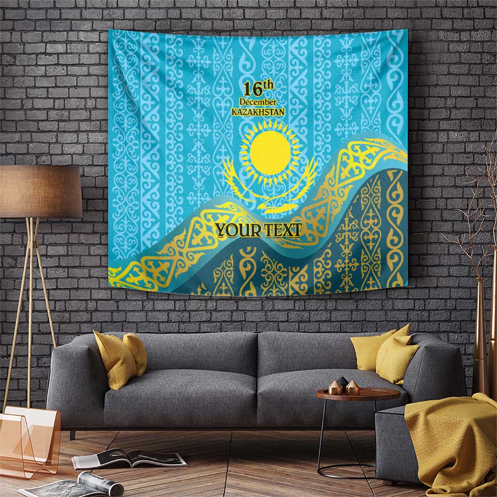 Kazakhstan Independence Day Personalized Tapestry 16 December with Kazakh Pattern - Wonder Print Shop