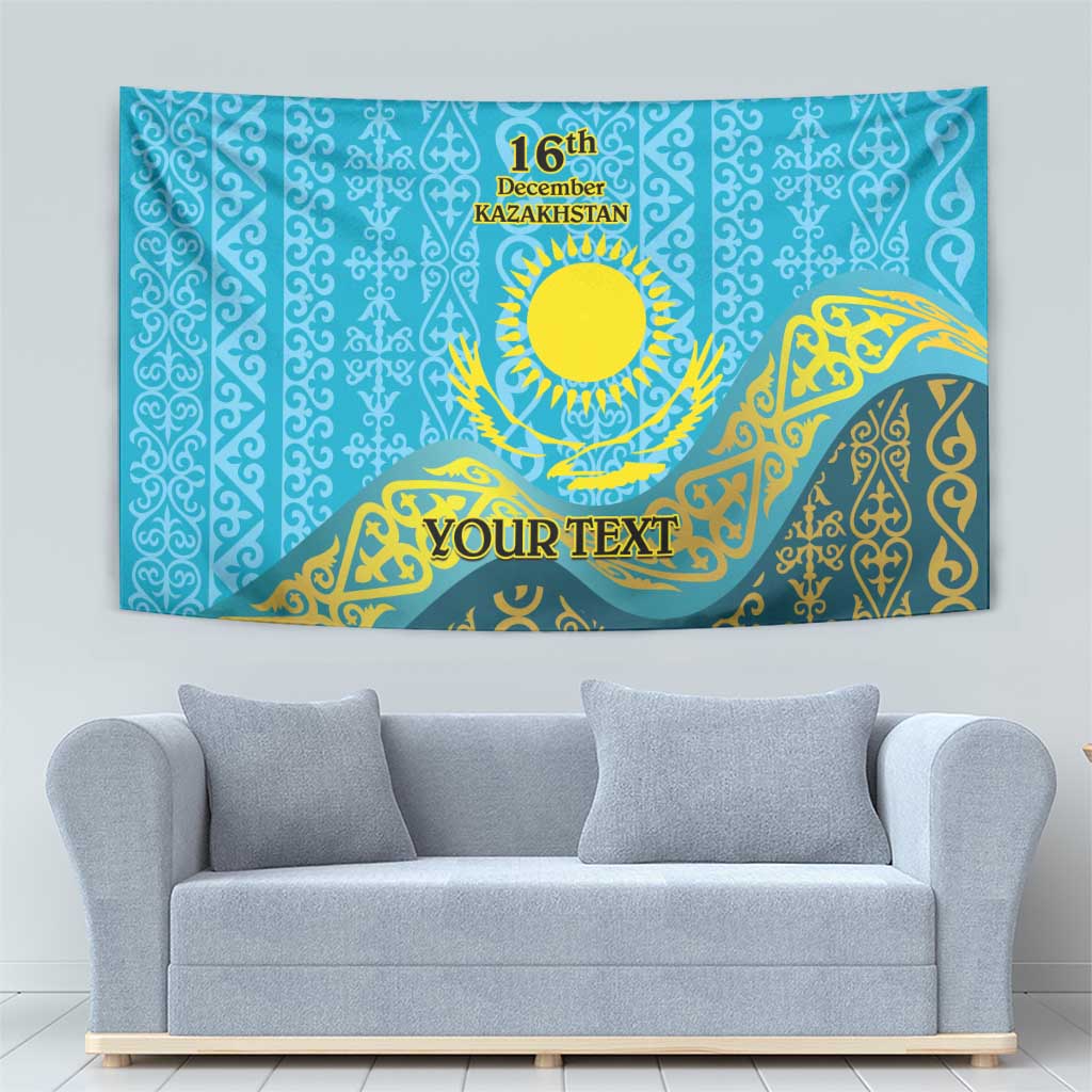 Kazakhstan Independence Day Personalized Tapestry 16 December with Kazakh Pattern - Wonder Print Shop