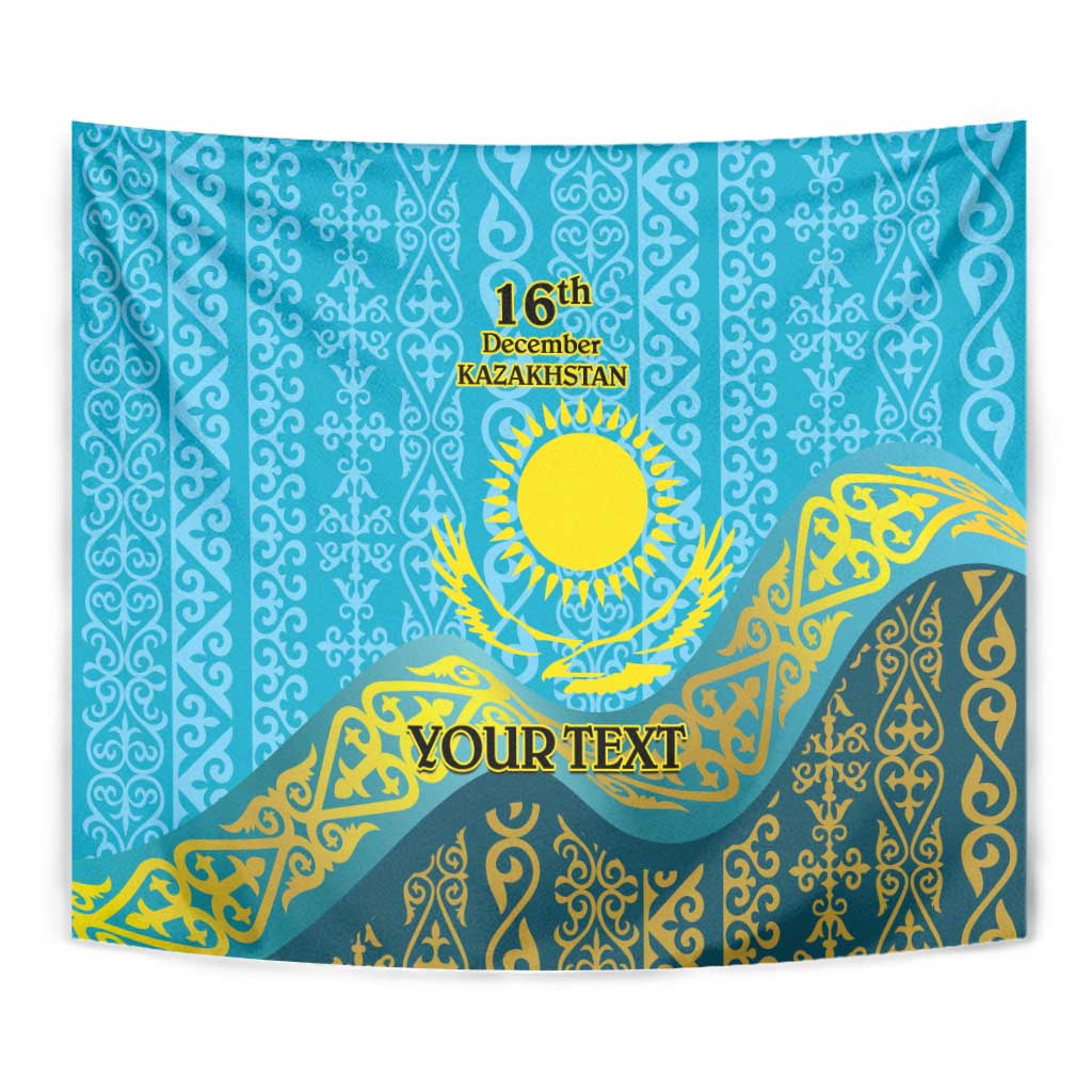 Kazakhstan Independence Day Personalized Tapestry 16 December with Kazakh Pattern - Wonder Print Shop