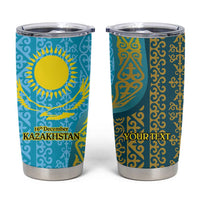 Kazakhstan Independence Day Personalized Tumbler Cup 16 December with Kazakh Pattern - Wonder Print Shop