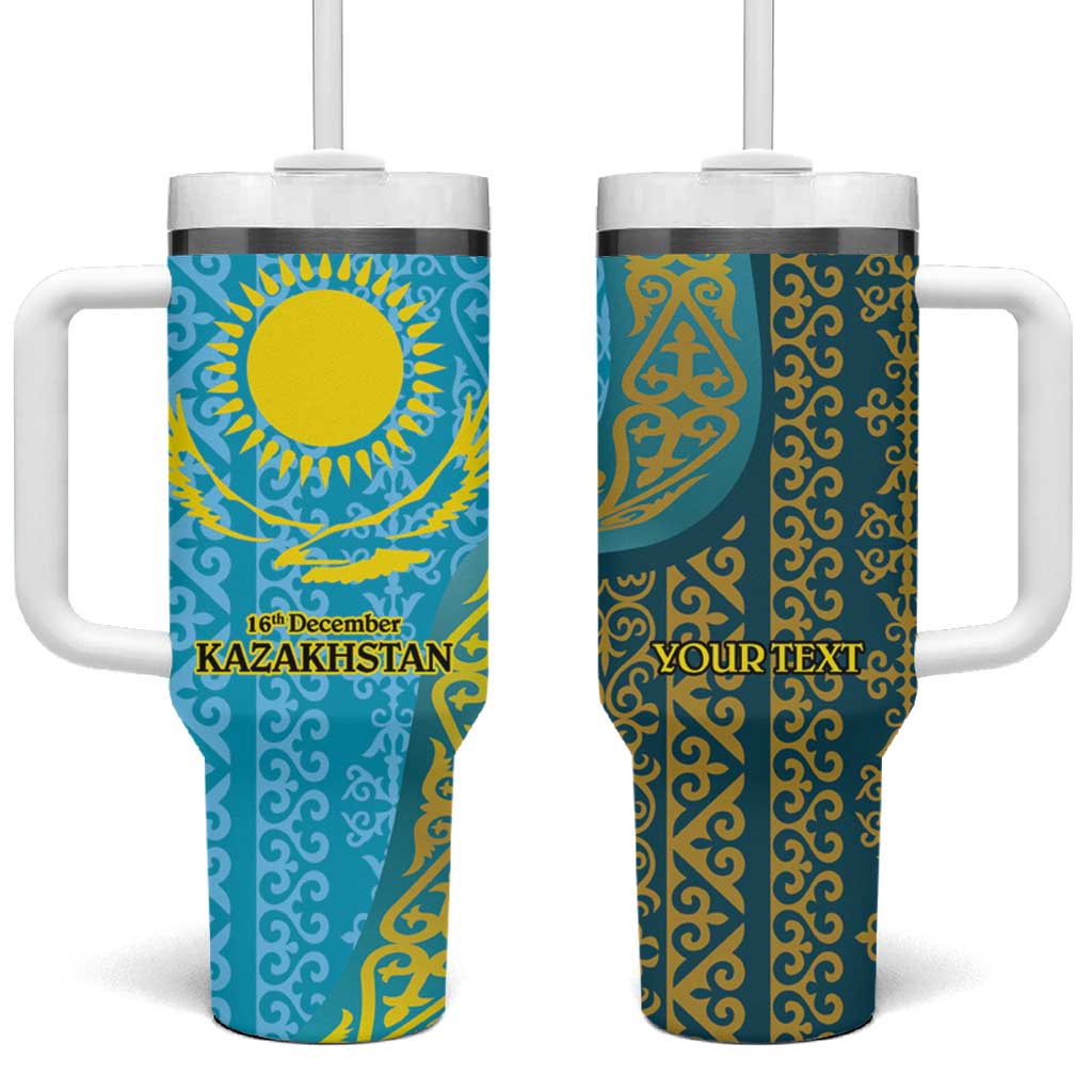 Kazakhstan Independence Day Personalized Tumbler With Handle 16 December with Kazakh Pattern - Wonder Print Shop