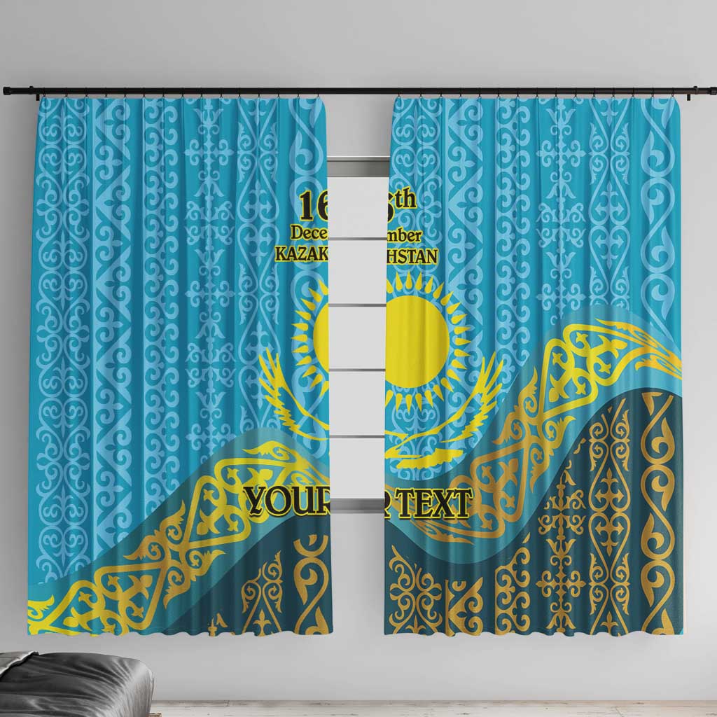 Kazakhstan Independence Day Personalized Window Curtain 16 December with Kazakh Pattern - Wonder Print Shop