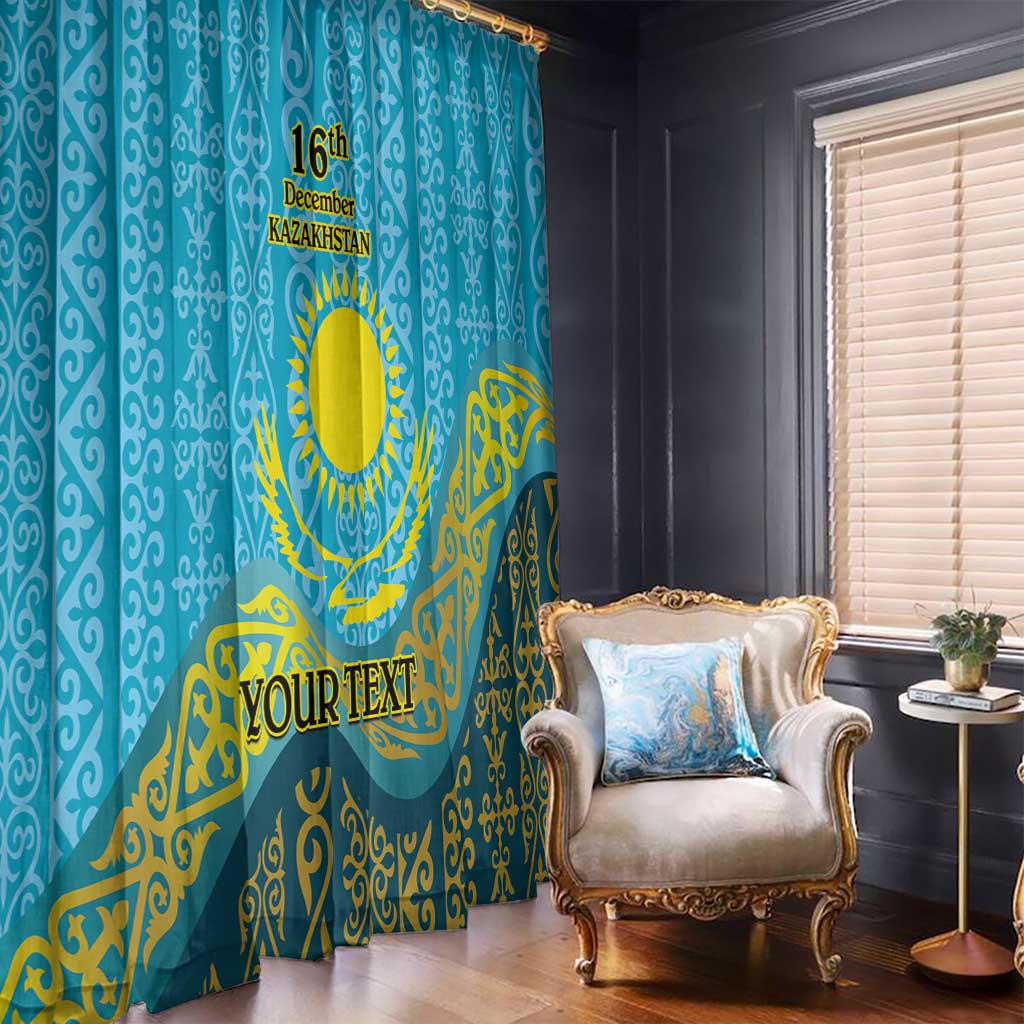 Kazakhstan Independence Day Personalized Window Curtain 16 December with Kazakh Pattern - Wonder Print Shop