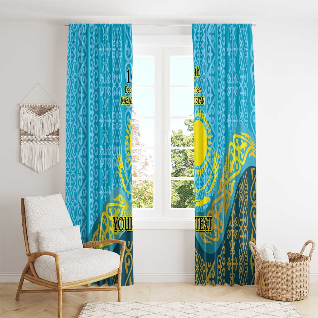 Kazakhstan Independence Day Personalized Window Curtain 16 December with Kazakh Pattern - Wonder Print Shop