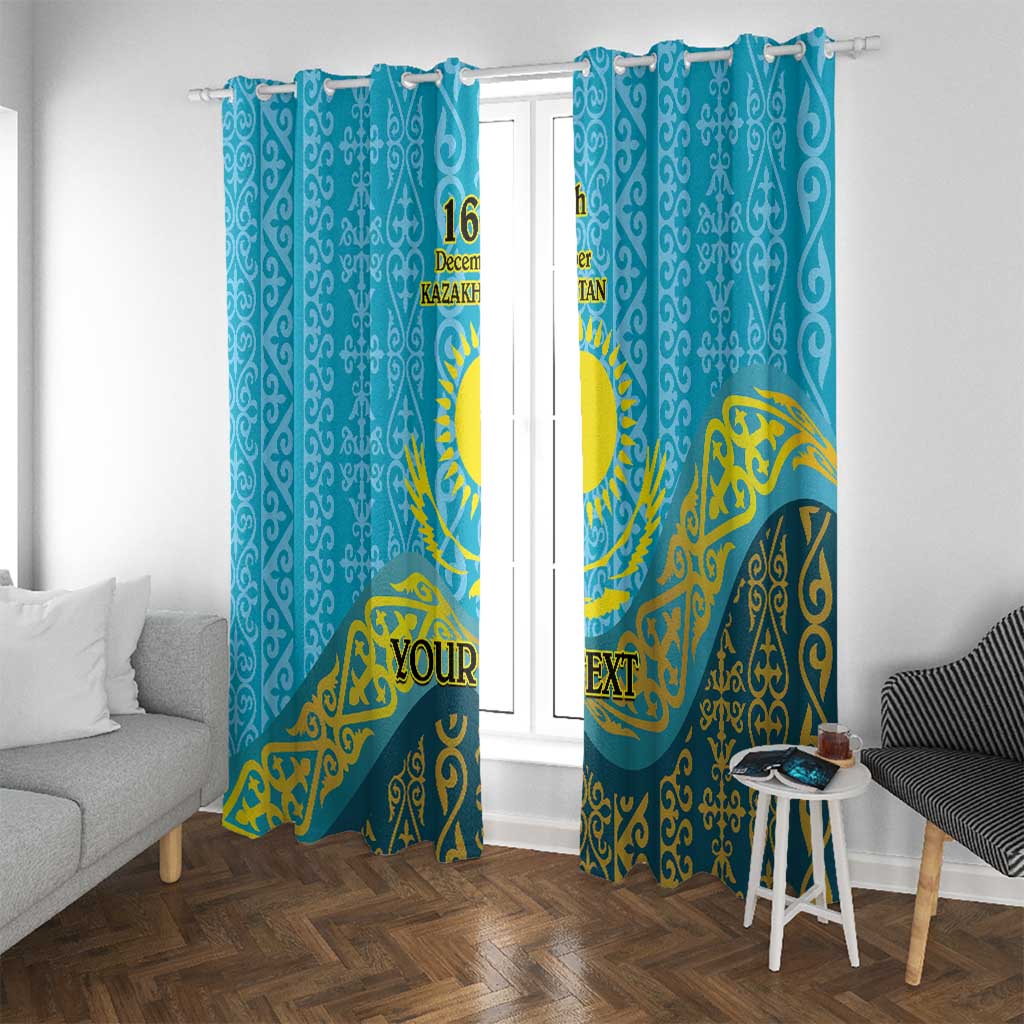 Kazakhstan Independence Day Personalized Window Curtain 16 December with Kazakh Pattern - Wonder Print Shop