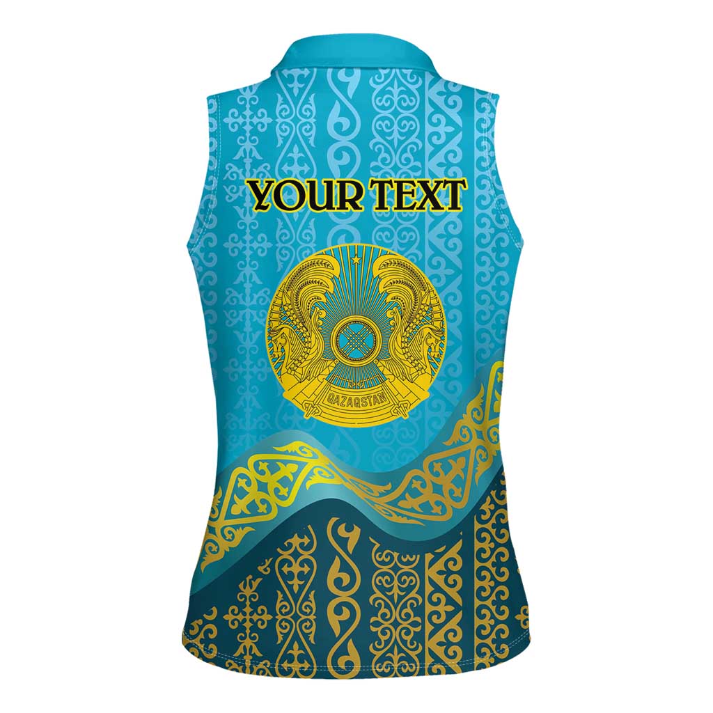 Kazakhstan Independence Day Personalized Women Sleeveless Polo Shirt 16 December with Kazakh Pattern - Wonder Print Shop