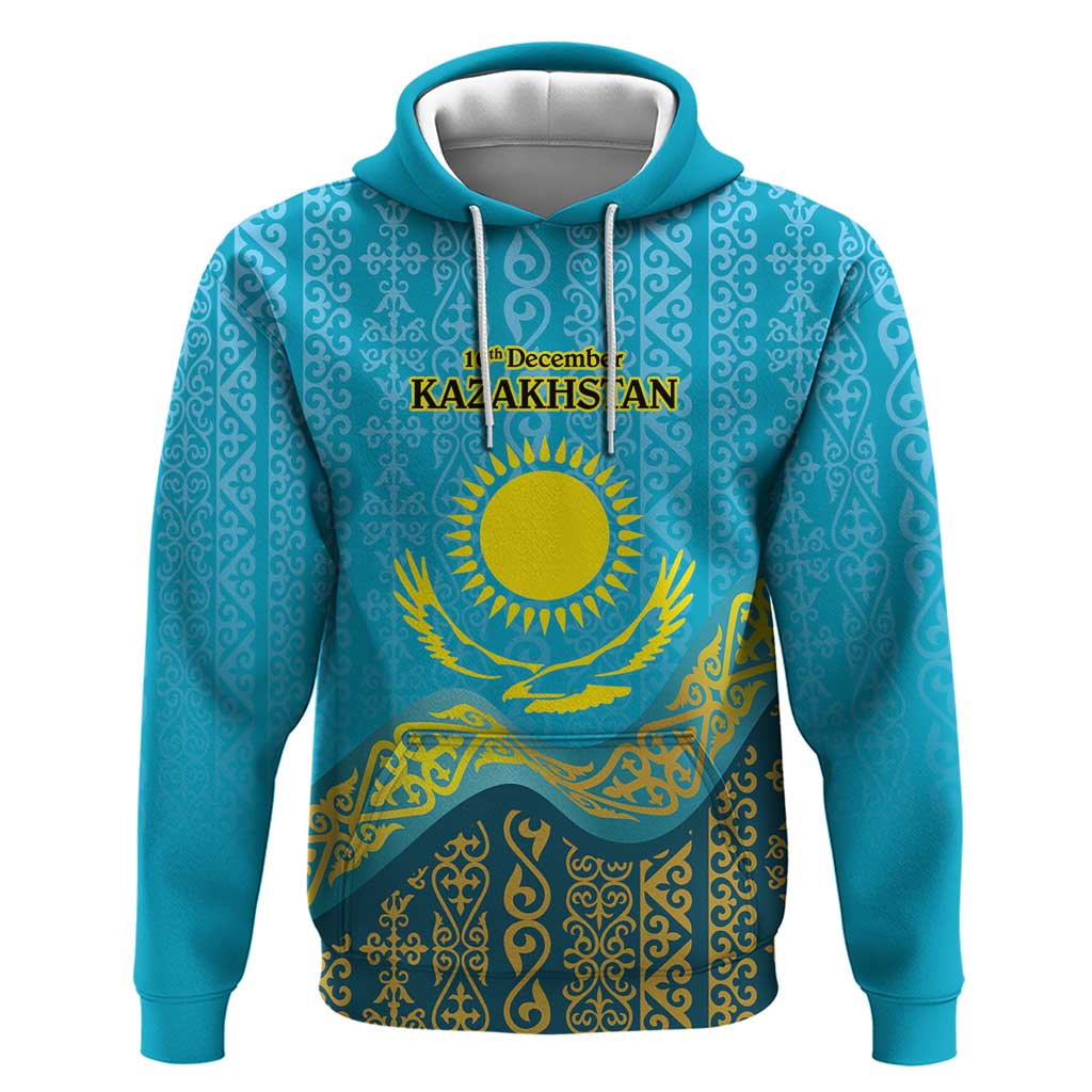 Kazakhstan Independence Day Personalized Zip Hoodie 16 December with Kazakh Pattern - Wonder Print Shop