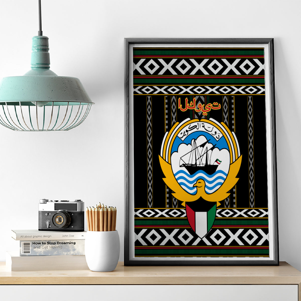 Kuwait Hawk of Quraish With Al Sadu Pattern Personalized Canvas Wall Art LT9 - Wonder Print Shop