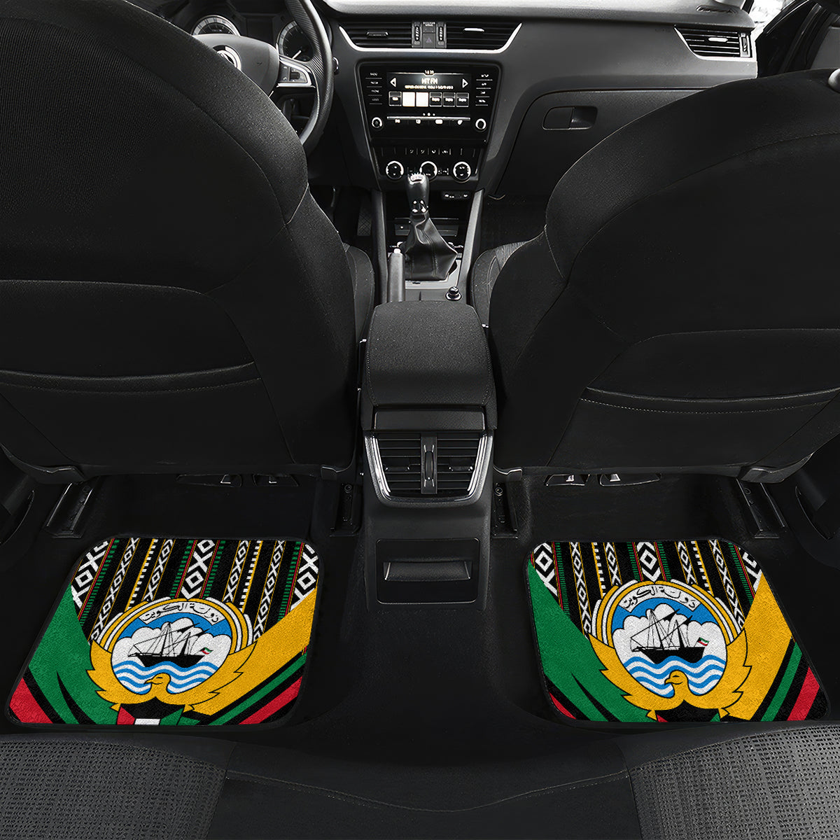 Kuwait Hawk of Quraish With Al Sadu Pattern Personalized Car Mats LT9 - Wonder Print Shop
