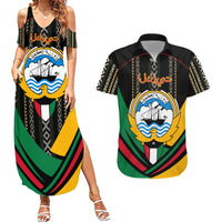 Kuwait Hawk of Quraish With Al Sadu Pattern Personalized Couples Matching Summer Maxi Dress and Hawaiian Shirt LT9 - Wonder Print Shop
