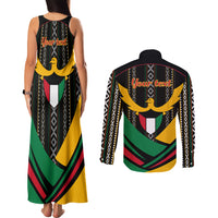 Kuwait Hawk of Quraish With Al Sadu Pattern Personalized Couples Matching Tank Maxi Dress and Long Sleeve Button Shirt LT9 - Wonder Print Shop