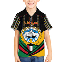 Kuwait Hawk of Quraish With Al Sadu Pattern Personalized Family Matching Off Shoulder Long Sleeve Dress and Hawaiian Shirt - Wonder Print Shop