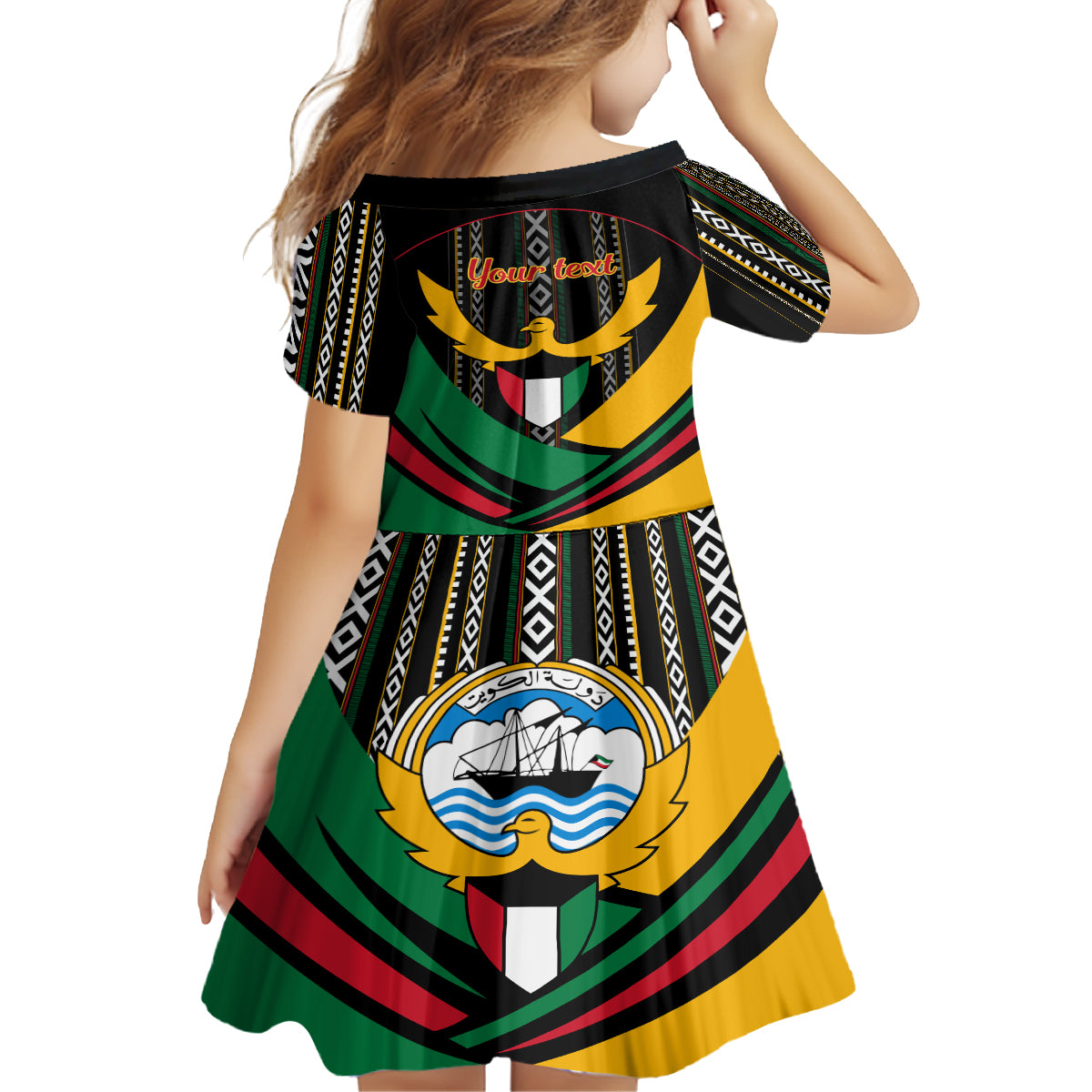 Kuwait Hawk of Quraish With Al Sadu Pattern Personalized Family Matching Off Shoulder Maxi Dress and Hawaiian Shirt LT9 - Wonder Print Shop