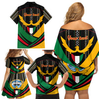 Kuwait Hawk of Quraish With Al Sadu Pattern Personalized Family Matching Off Shoulder Short Dress and Hawaiian Shirt LT9 - Wonder Print Shop