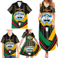Kuwait Hawk of Quraish With Al Sadu Pattern Personalized Family Matching Summer Maxi Dress and Hawaiian Shirt - Wonder Print Shop