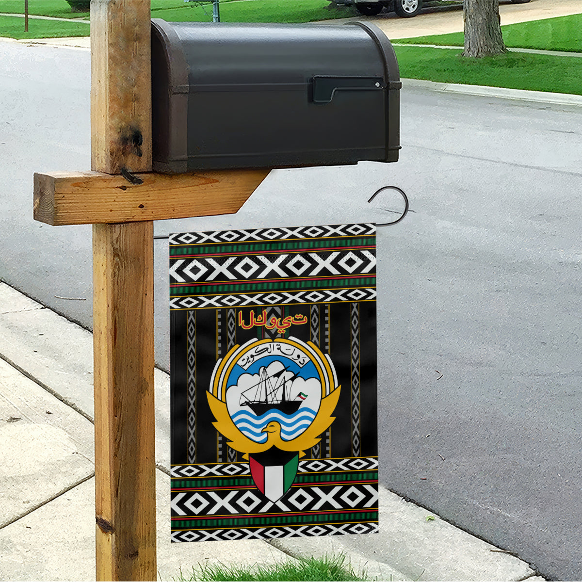 Kuwait Hawk of Quraish With Al Sadu Pattern Personalized Garden Flag - Wonder Print Shop