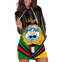 Kuwait Hawk of Quraish With Al Sadu Pattern Personalized Hoodie Dress - Wonder Print Shop