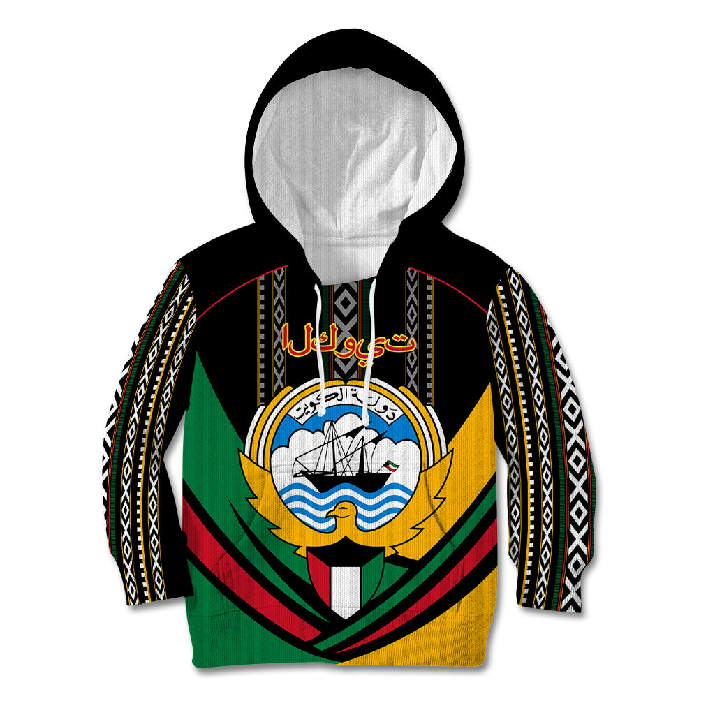 Kuwait Hawk of Quraish With Al Sadu Pattern Personalized Kid Hoodie - Wonder Print Shop