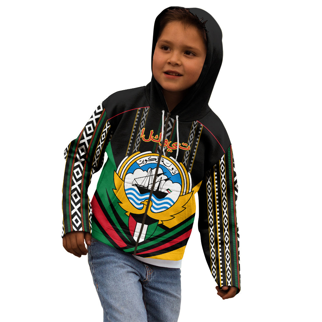 Kuwait Hawk of Quraish With Al Sadu Pattern Personalized Kid Hoodie - Wonder Print Shop