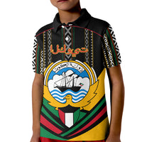 Kuwait Hawk of Quraish With Al Sadu Pattern Personalized Kid Polo Shirt - Wonder Print Shop