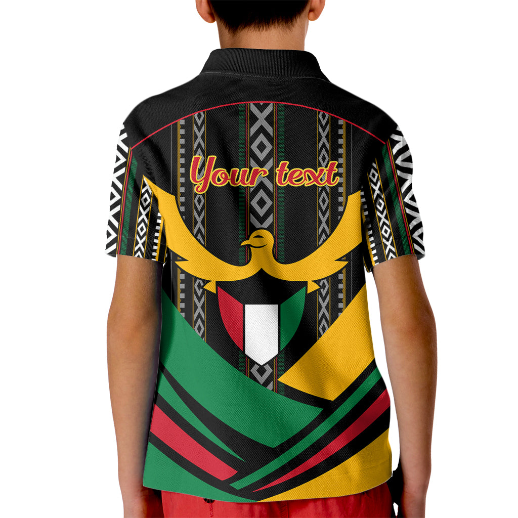 Kuwait Hawk of Quraish With Al Sadu Pattern Personalized Kid Polo Shirt - Wonder Print Shop
