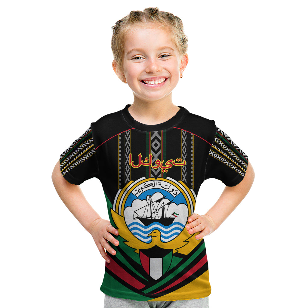 Kuwait Hawk of Quraish With Al Sadu Pattern Personalized Kid T Shirt - Wonder Print Shop