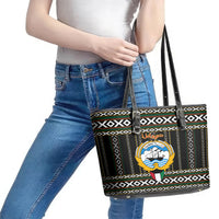 Kuwait Hawk of Quraish With Al Sadu Pattern Personalized Leather Tote Bag - Wonder Print Shop