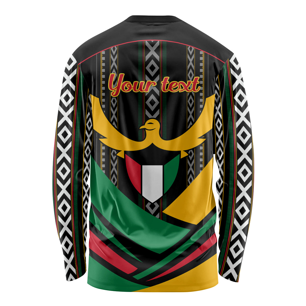 Kuwait Hawk of Quraish With Al Sadu Pattern Personalized Long Sleeve Shirt - Wonder Print Shop