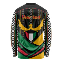 Kuwait Hawk of Quraish With Al Sadu Pattern Personalized Long Sleeve Shirt - Wonder Print Shop