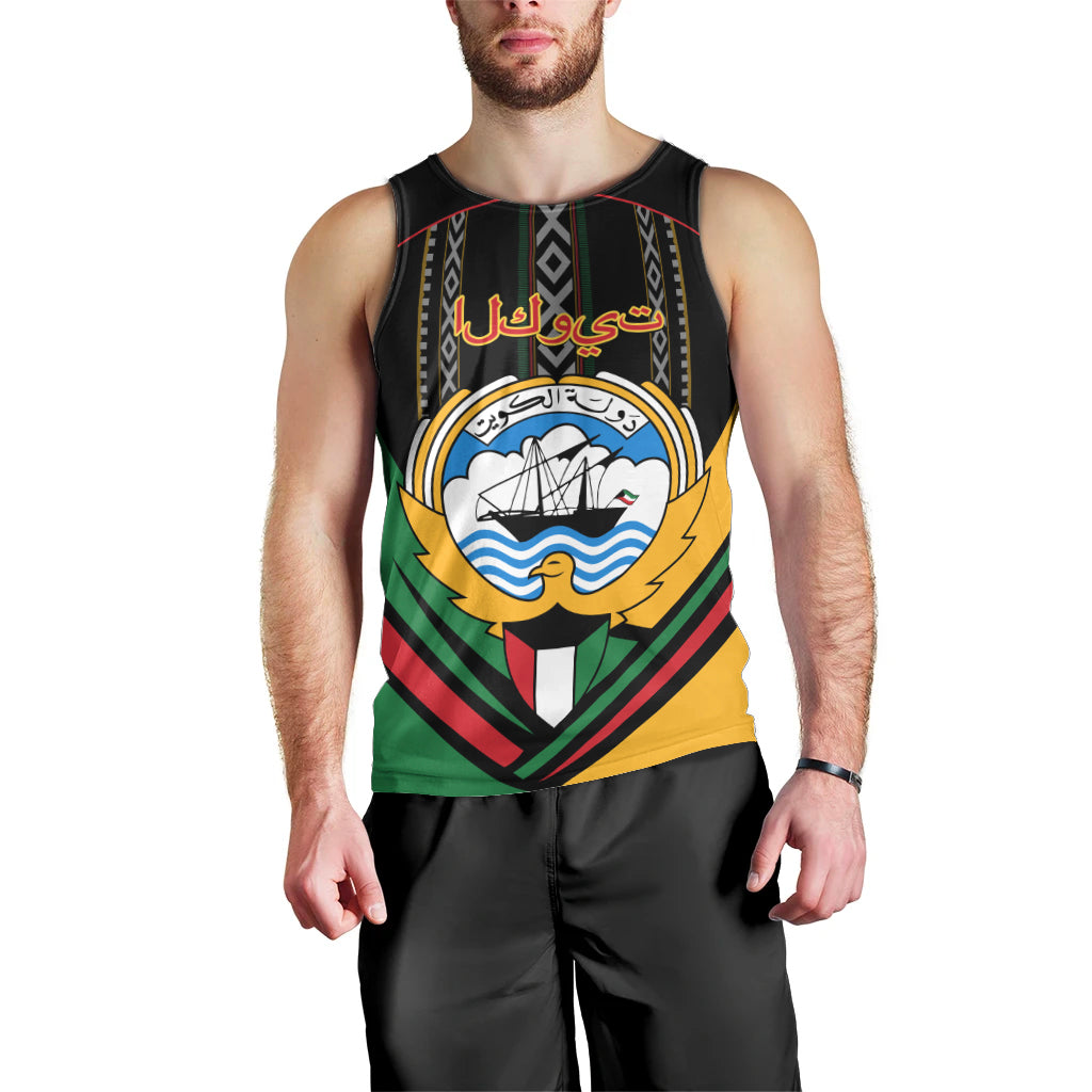 Kuwait Hawk of Quraish With Al Sadu Pattern Personalized Men Tank Top - Wonder Print Shop
