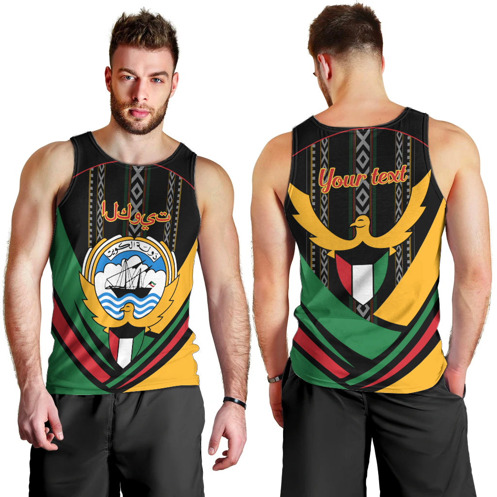 Kuwait Hawk of Quraish With Al Sadu Pattern Personalized Men Tank Top - Wonder Print Shop