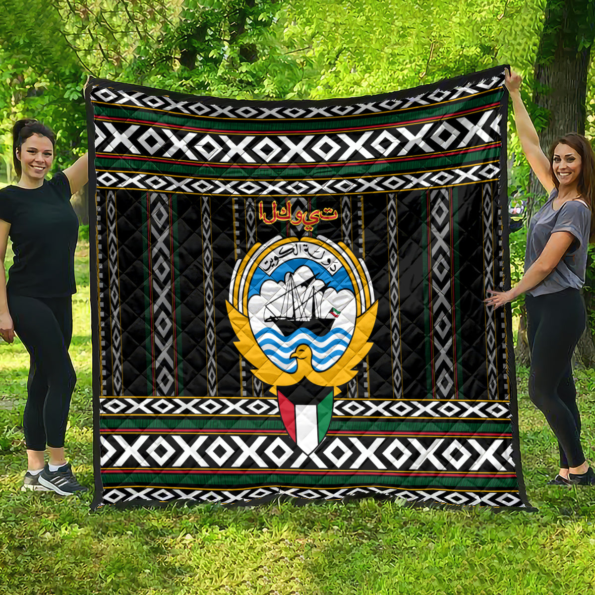 Kuwait Hawk of Quraish With Al Sadu Pattern Personalized Quilt - Wonder Print Shop