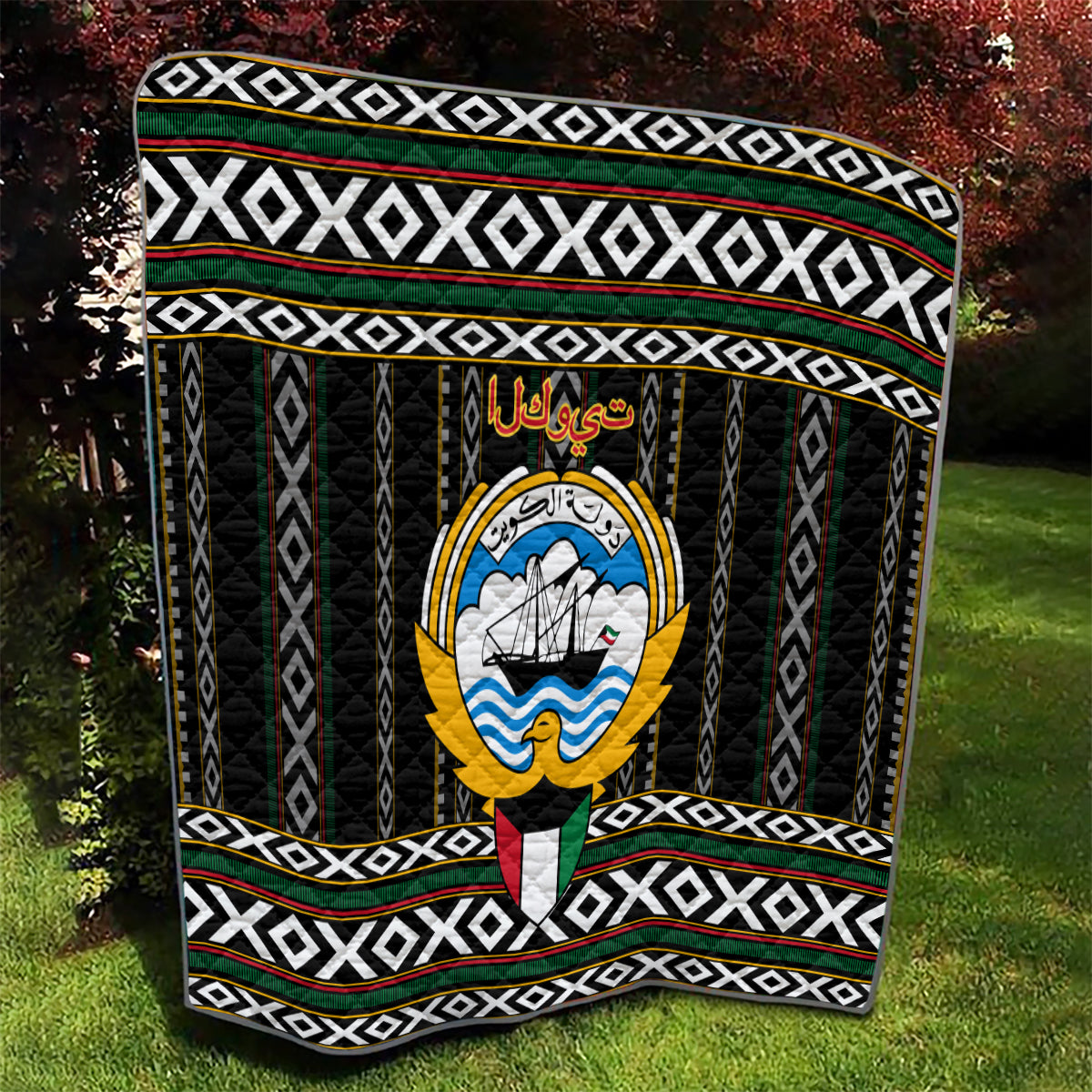 Kuwait Hawk of Quraish With Al Sadu Pattern Personalized Quilt - Wonder Print Shop